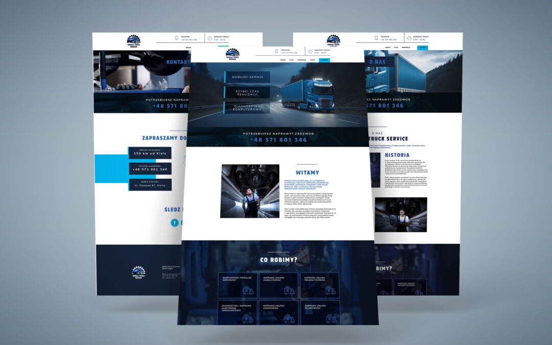 Strona www dla mobilnego serwisu ciężarówek